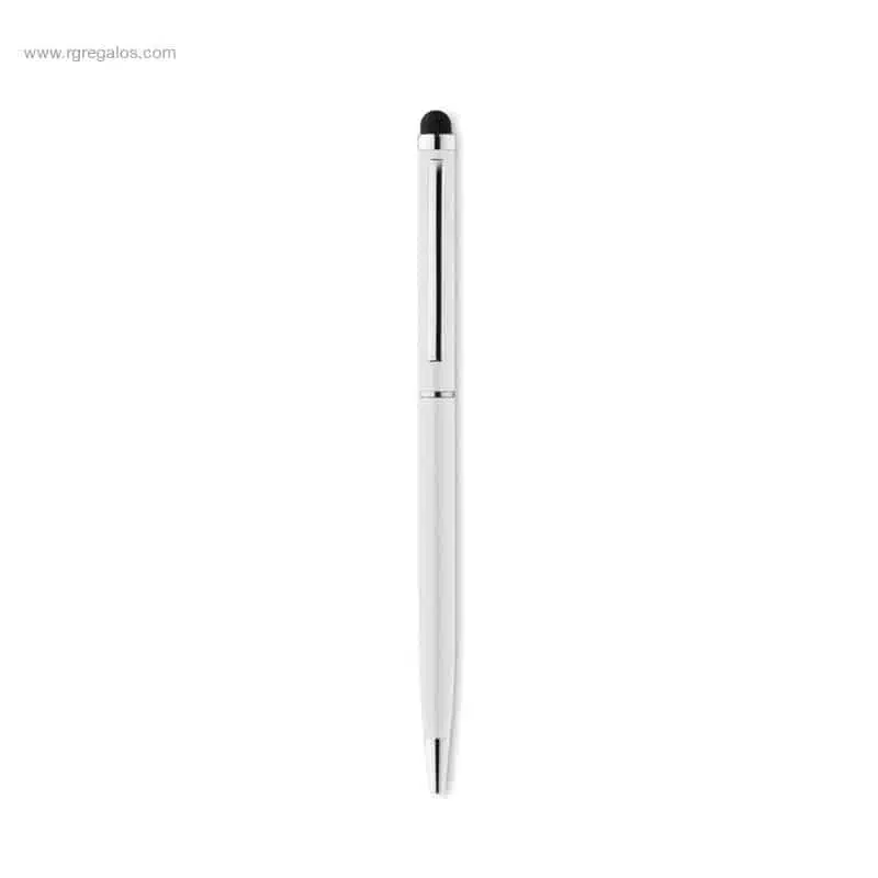 Bolígrafo delgado aluminio puntero blanco