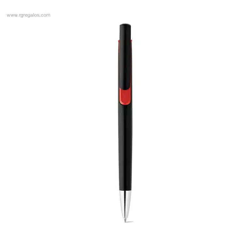 Bolígrafo personalizado acabado metalizado negro detalle rojo