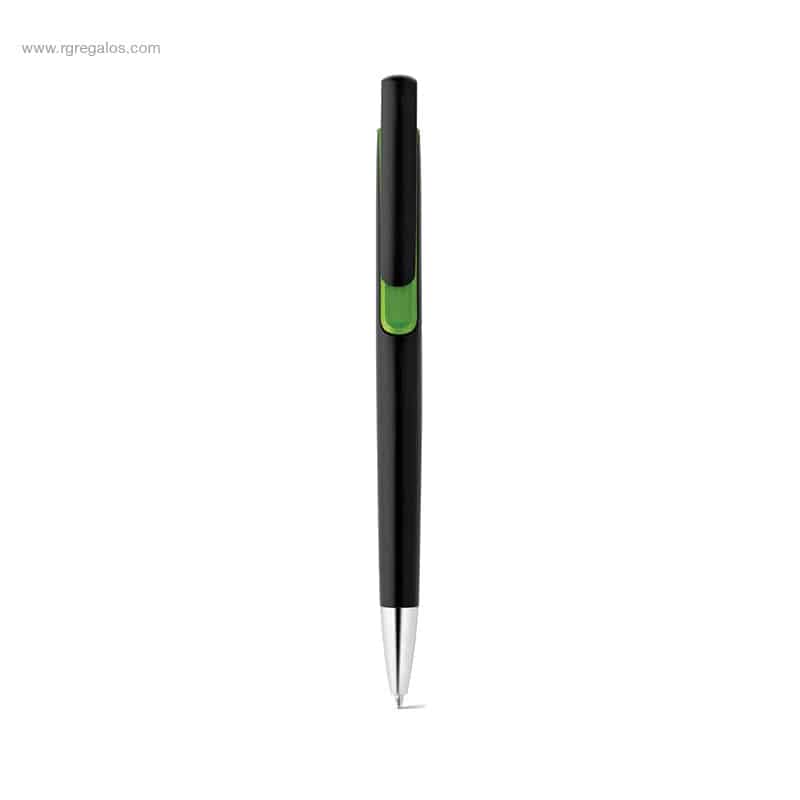 Bolígrafo personalizado acabado metalizado negro detalle verde