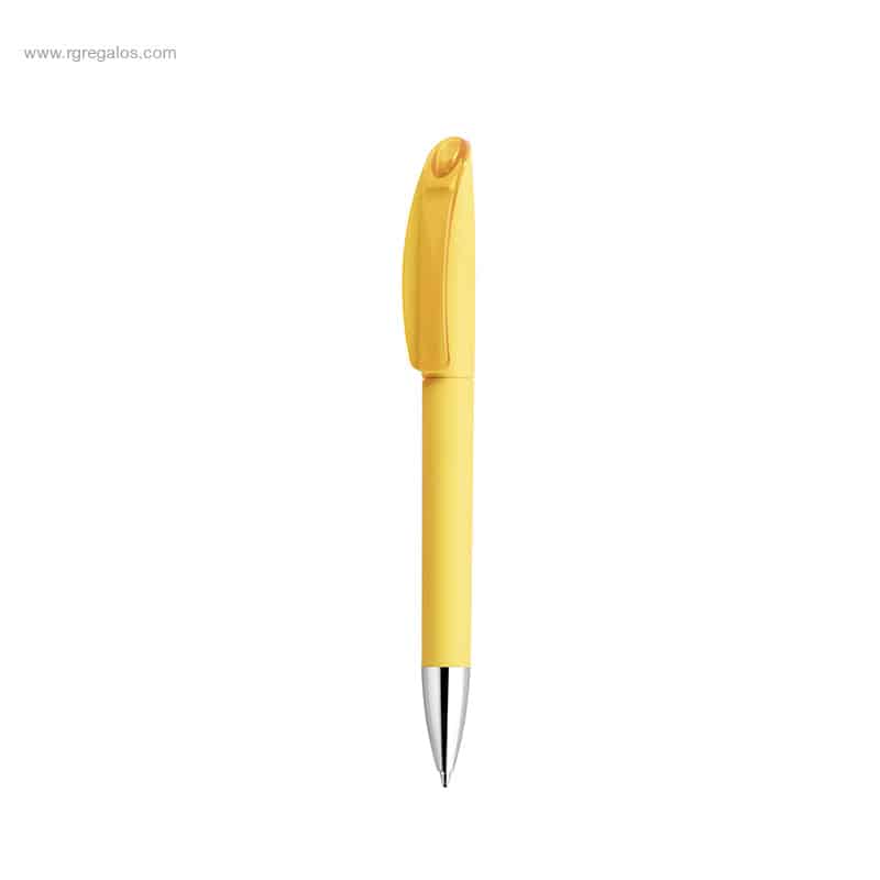 Bolígrafo suave acabado goma amarillo para regalos publicitarios