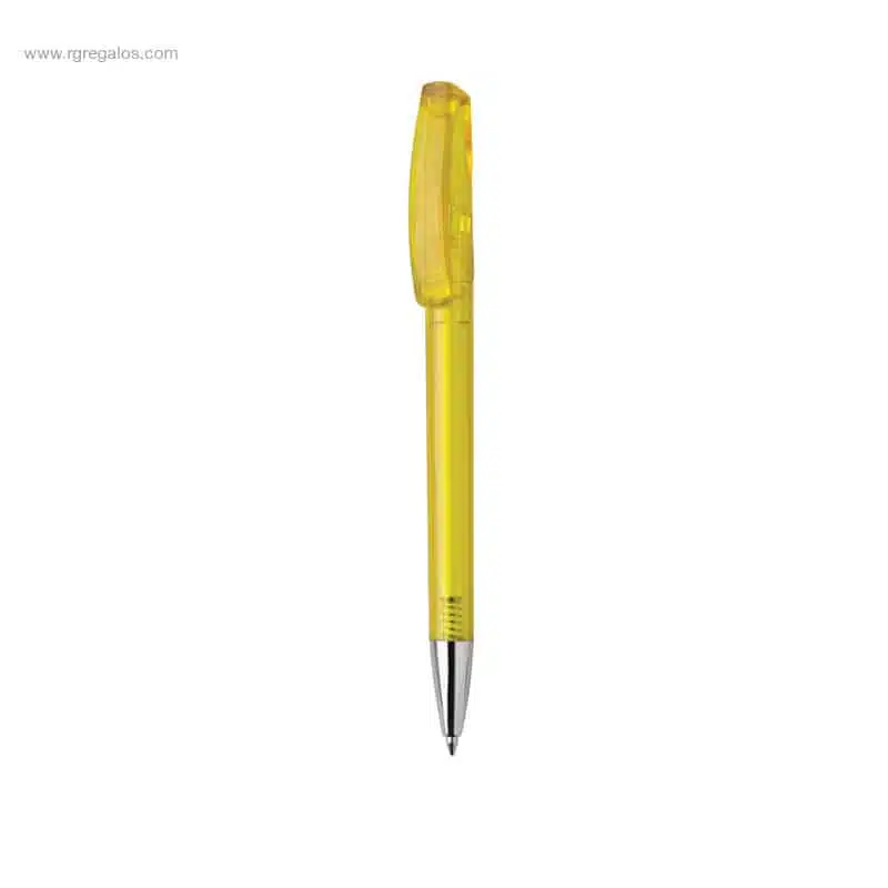 Bolígrafo cuerpo transparente punta metal amarillo para regalo publicitario