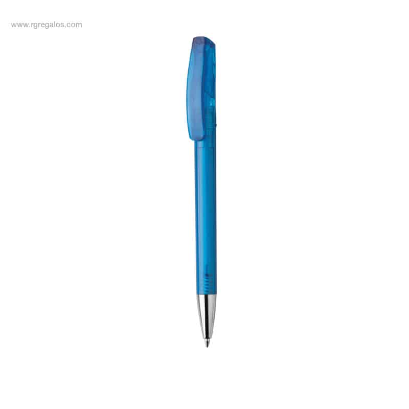 Bolígrafo cuerpo transparente punta metal azul para regalo publicitario