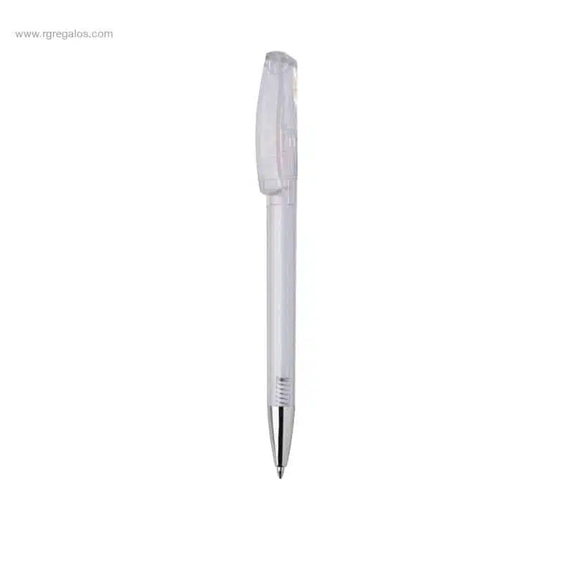 Bolígrafo cuerpo transparente punta metal blanco para regalo publicitario