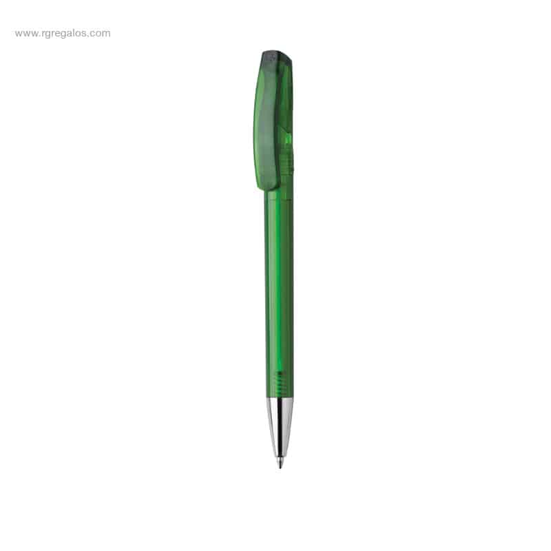 Bolígrafo cuerpo transparente punta metal verde para regalo publicitario