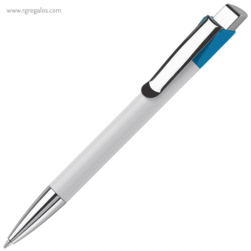 Bolígrafo punta y clip metálicos turquesa rg regalos publicitarios 1