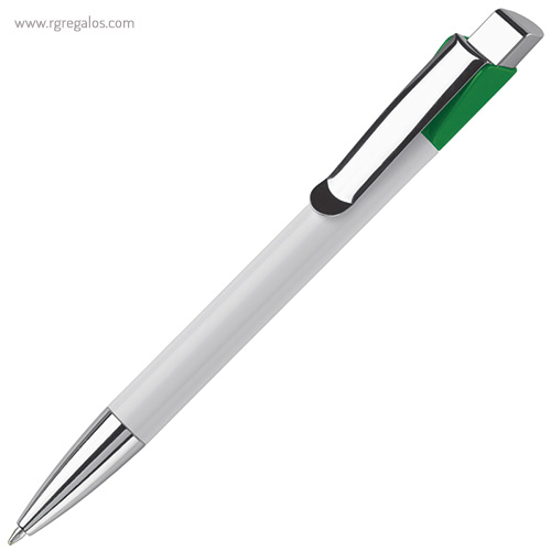 Bolígrafo punta y clip metálicos verde rg regalos publicitarios 1