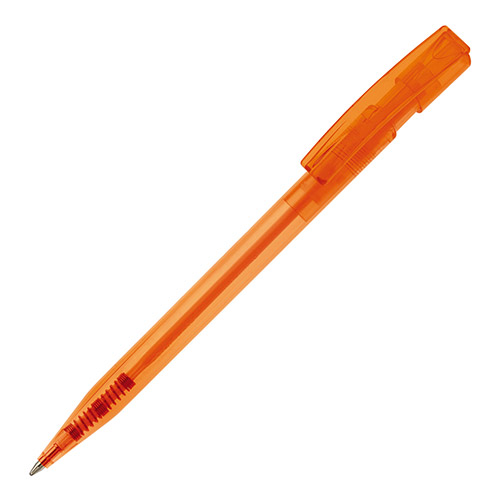 Bolígrafo transparente con clip ancho naranja rgregalos