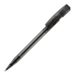 Bolígrafo transparente con clip ancho negro rgregalos