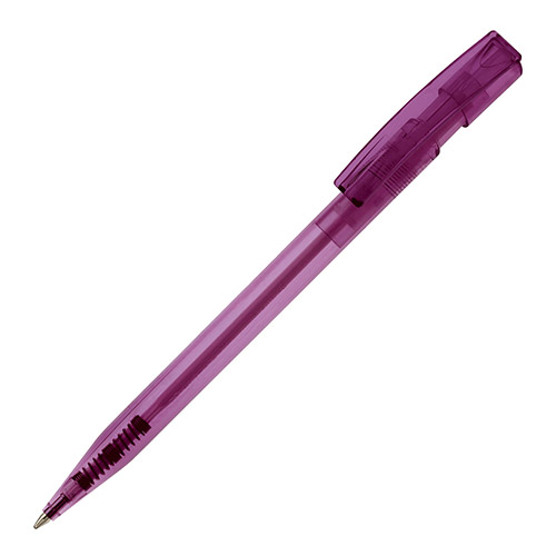 Bolígrafo transparente con clip ancho violeta rgregalos