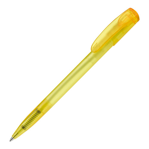 Bolígrafo transparente con resistente clip amarillo rgregalos