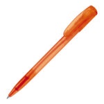 Bolígrafo transparente con resistente clip naranja rgregalos
