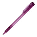 Bolígrafo transparente con resistente clip violeta rgregalos