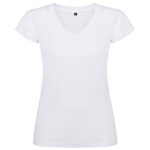 Camiseta 100 algodón cuello pico mujer blanca rgregalos