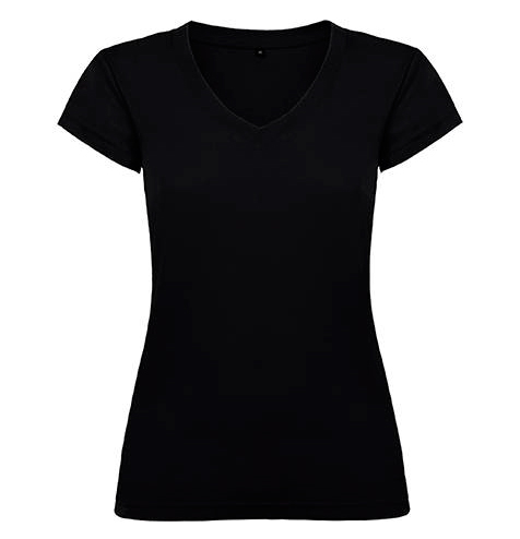Camiseta 100 algodón cuello pico mujer negra rgregalos