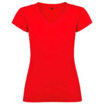 Camiseta 100 algodón cuello pico mujer roja rgregalos
