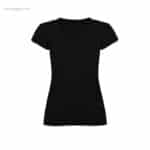 Camiseta mujer cuello pico negro para merchandising corporativo