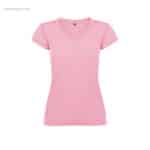 Camiseta mujer cuello pico rosa para merchandising corporativo