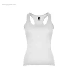 Camiseta publicitaria tirantes mujer blanca para merchandising