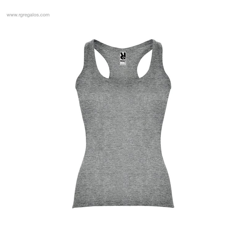 Camiseta publicitaria tirantes mujer gris para merchandising