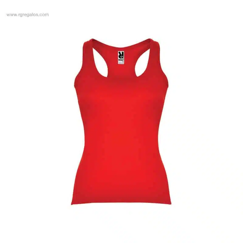 Camiseta publicitaria tirantes mujer roja para merchandising