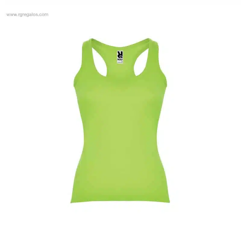 Camiseta publicitaria tirantes mujer verde para merchandising