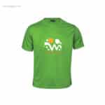 Camiseta técnica niño barata verde con logo