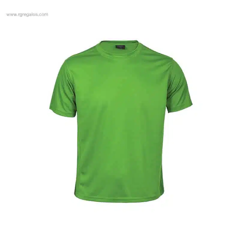 Camiseta técnica niño verde para regalos promocionales