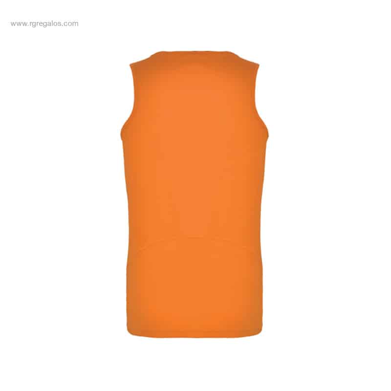 Camiseta técnica tirantes hombre naranja espalda para personalizar