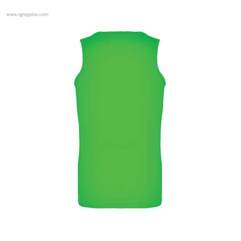 Camiseta técnica tirantes hombre verde espalda para personalizar