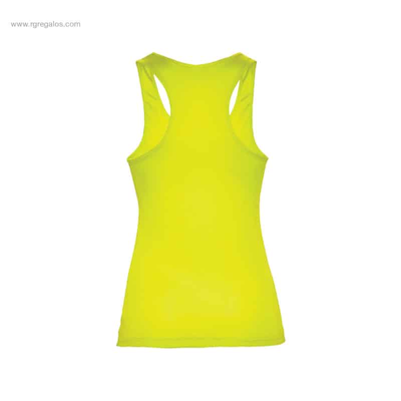 Camiseta técnica tirantes mujer amarilla espalda para personalizar