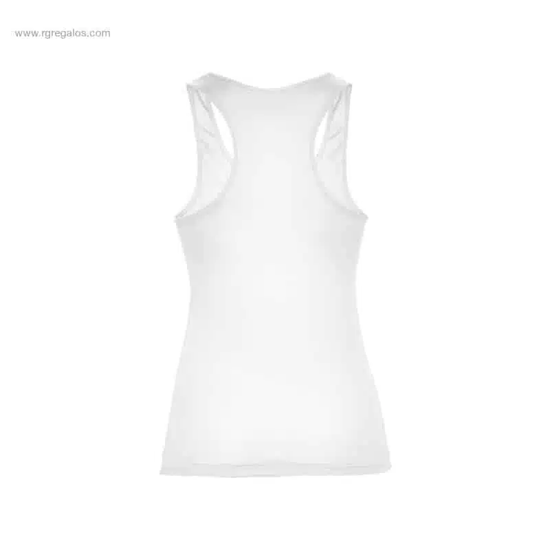 Camiseta técnica tirantes mujer blanca espalda para personalizar
