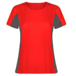 Camiseta técnica combinada mujer roja rgregalos