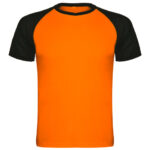Camiseta técnica contraste hombre naranja negra rgregalos