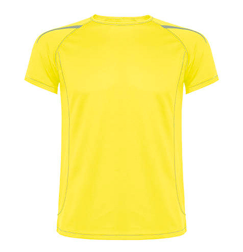 Camiseta técnica detalles reflectantes amarilla rgregalos