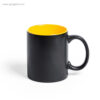 Taza de cerámica negra 350 ml amarilla - RG regalos publicitarios