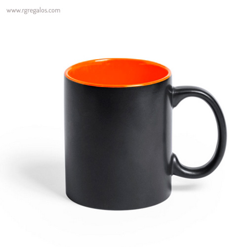Taza de cerámica negra 350 ml naranja rg regalos publicitarios