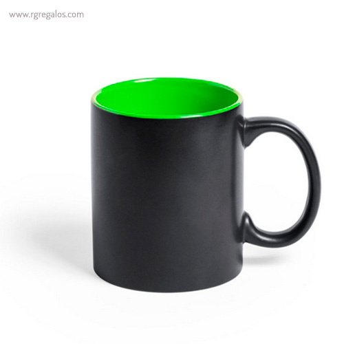 Taza de cerámica negra 350 ml verde rg regalos publicitarios