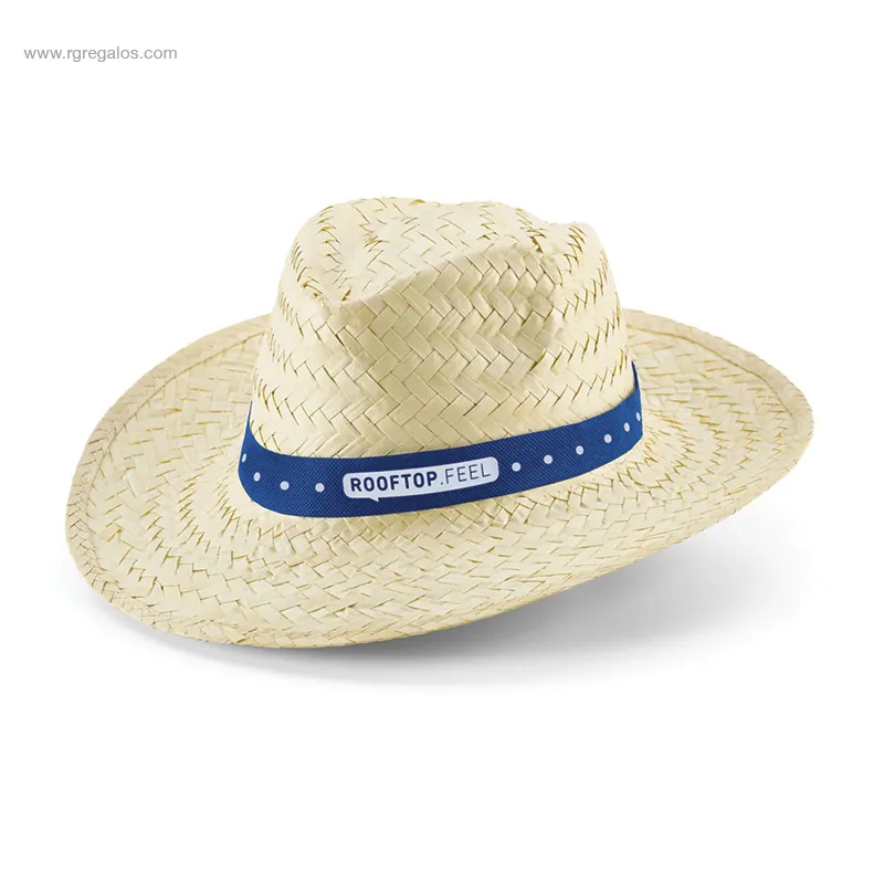 Sombrero de paja con logo cinta azul