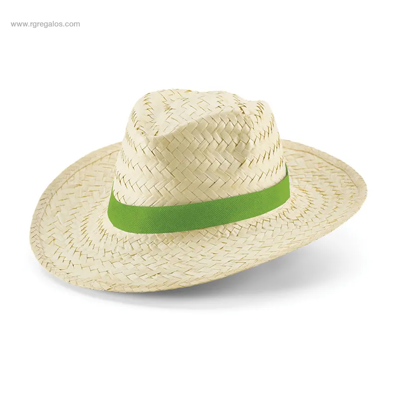 Sombrero de paja con logo cinta verde