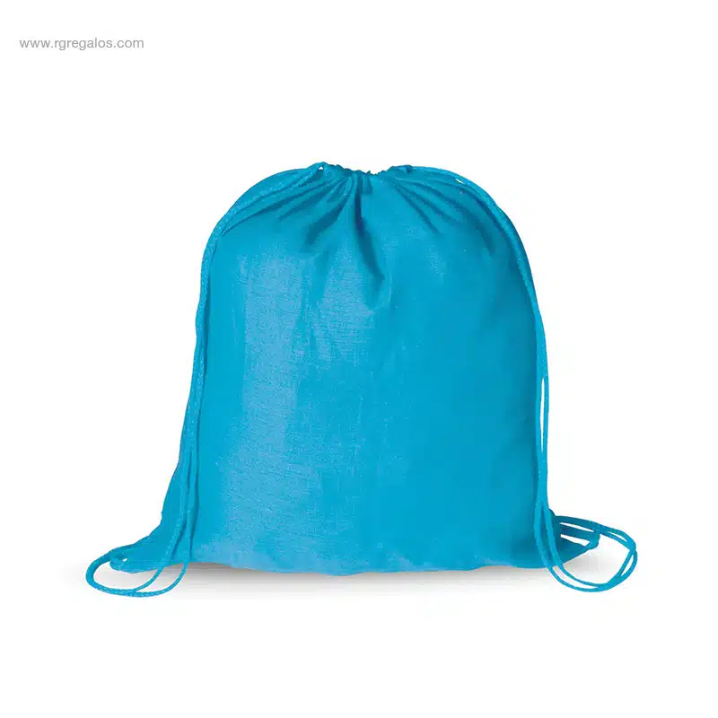 Mochila saco barata de algodón azul