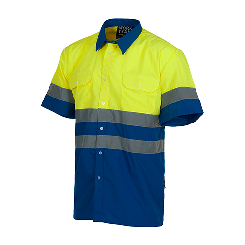 Camisa alta visibilidad combinada azul rg regalos publicitarios