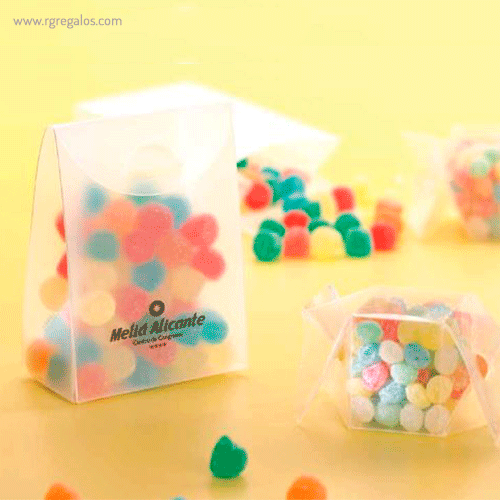Estuche plástico con caramelos mate rg regalos publicitarios