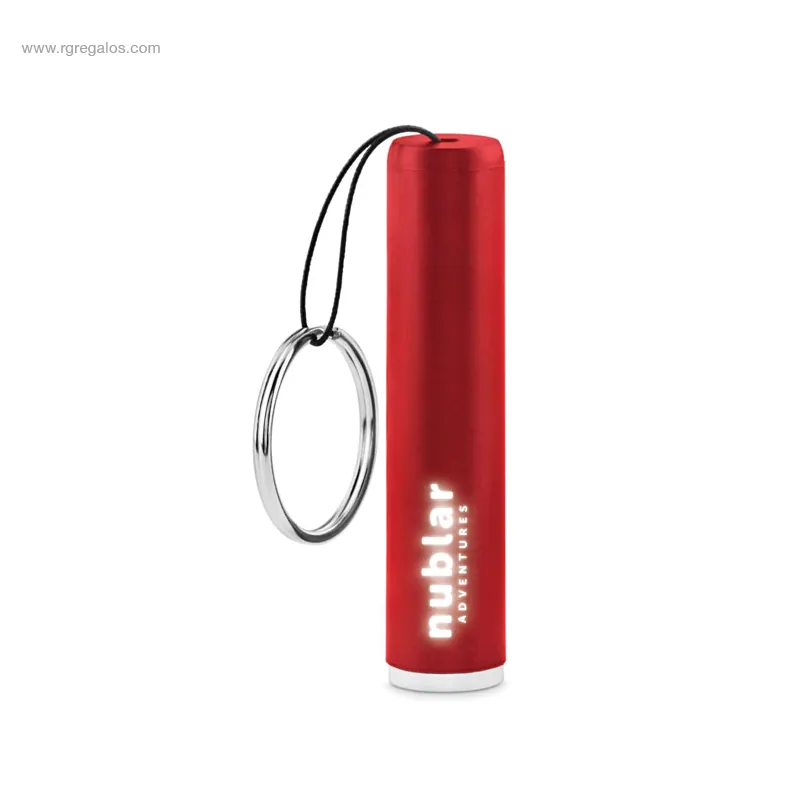 Llavero linterna LED personalizado rojo logo RG regalos
