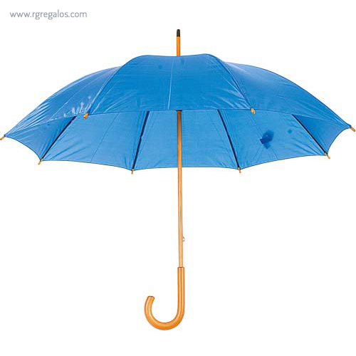 Paraguas mango y caña de madera azul rg regalos publicitarios