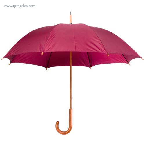 Paraguas mango y caña de madera burdeos rg regalos publicitarios