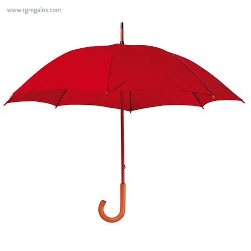 Paraguas mango y caña de madera rojo rg regalos publicitarios