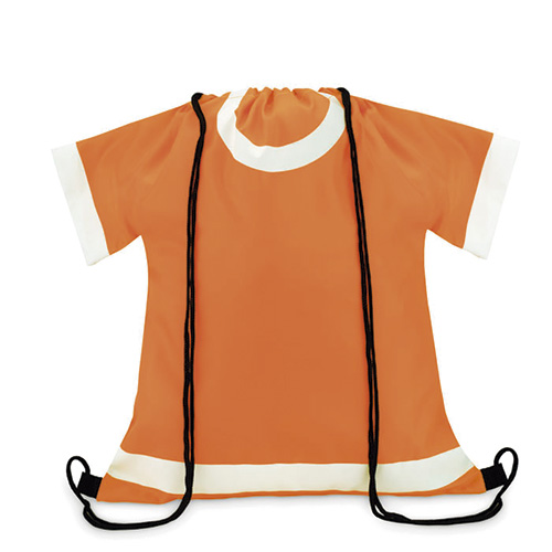 Mochila saco en forma de camiseta naranja rg regalos publicitarios