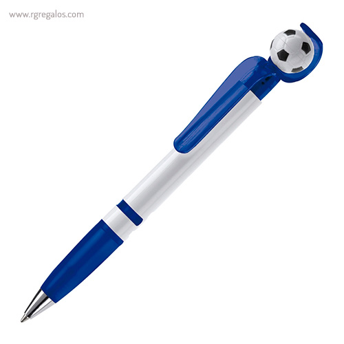 Bolígrafo con pelota de fútbol azul rg regalos publicitarios