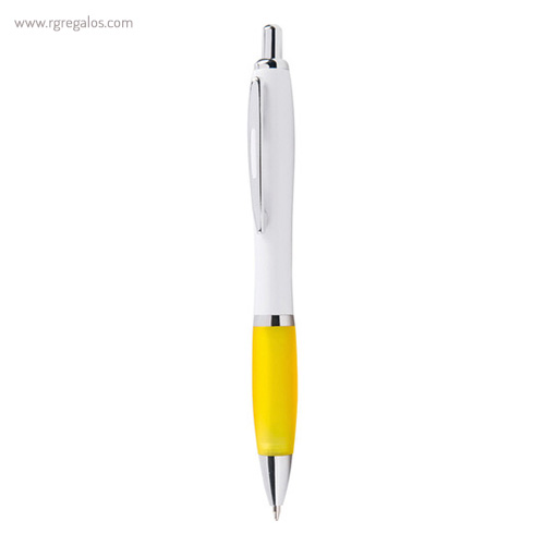 Bolígrafo con pulsador y clip metálico amarillo rg regalos publicitarios