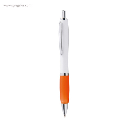 Bolígrafo con pulsador y clip metálico naranja rg regalos publicitarios